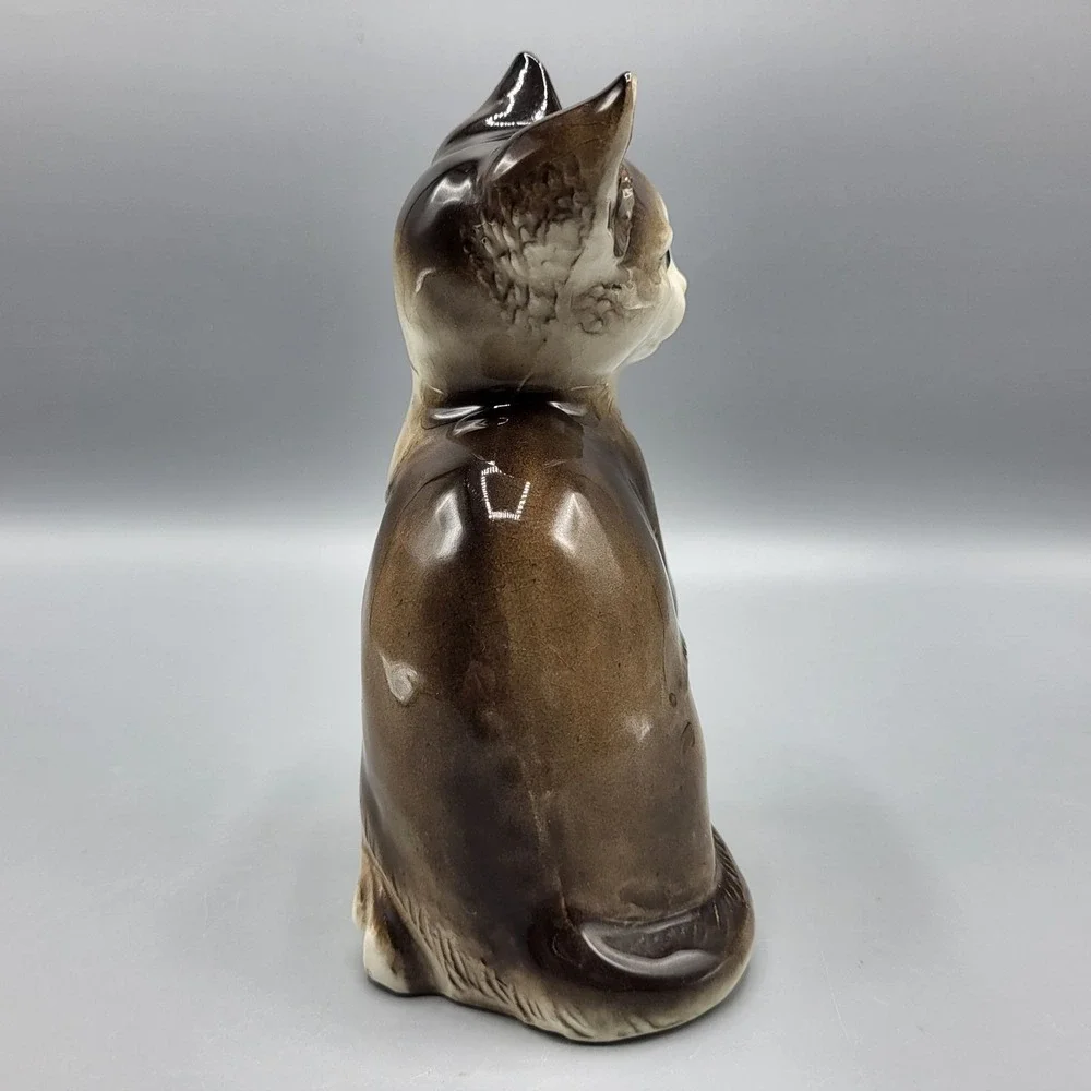 Vtg Mid Century Nippon Yoko Boeki Brown Ceramic Kitty Cat MCM Made in Japan